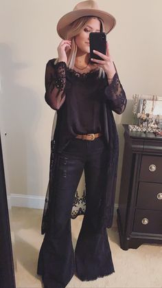 Highway Queen Distressed BLACK Denim Bell Bottom Jeans Bell Bottoms With Tshirts, Black Sweater Bell Bottoms, Bell Bottom Jeans Vaquera, Cheap Washed Black Bottoms For Fall, Fall Western Bell Bottom Jeans, Cheap Edgy Bottoms For Date Night, Plus Size Western Wear Casual, Bell Bottom Jeans With Shacket, Western Black Jeans For Women