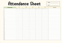 an attendance sheet with the words attendance sheet