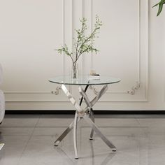 The 23.6" glass round end table is easy to clean and waterproof. This round end table, with a diameter of 23.6", features tempered glass and chrome legs that provide corrosion resistance. The shiny finish makes this table an attractive addition to your room. Mercer41 Table Base Color: Silver | Mercer41 Authur End Table 21.9 H x 23.6 W in grayStainless Steel in Silver | 21.9" H X 23.6" W | Wayfair Round End Table, Living Room End Tables, Table Base, End Table, Base Colour, X 23, End Tables, Tempered Glass, Living Room Furniture