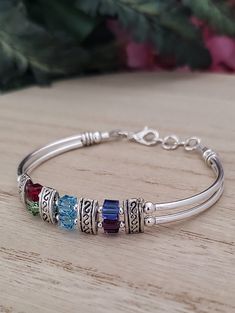 Mothers Day Gifts From Daughter, Birthstone Bracelet, Personalized Gifts For Mom, Birthstone Bracelets, Blue Zircon, Bead Bracelets, Tube Beads, Jewelry Cleaner, Bracelet Handmade