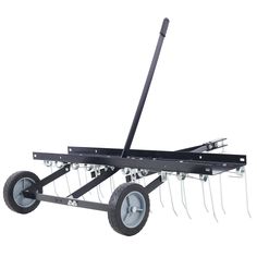 a black cart with four wheels and two forks on the front, attached to each other