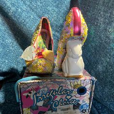 Irregular Choice Paint A Flopsy! Heel 4107-15a Yellow Glitter Heels. Size Uk 40 Us 9. They Are Ready To Be Painted And You Have Two Colors Of Glitter Depending On How You Style The Shoes. Never Worn. One Small Chip On One Of The Floppy’s Noses And The Original Box Is Damaged - That’s Why It’s Such A Great Deal! Irregular Choice Shoes, Yellow Glitter, Irregular Choice, Glitter Heels, Shoes Women Heels, Original Box, Shoes Heels, Glitter, Women Shoes