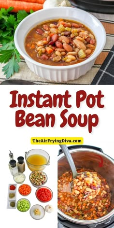 the instant pot bean soup recipe is ready to be eaten and served in an instant pot