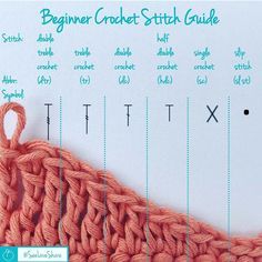 the beginner crochet stitch guide with instructions for how to knit it and how to use them