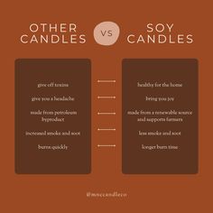 two candles with the words other candles vs soy candles