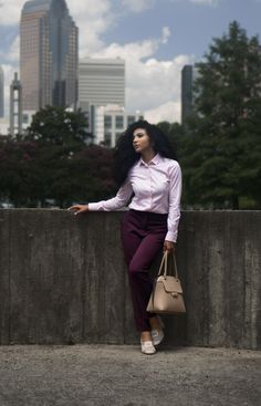 Burgundy Pants Outfit, Cheslie Kryst, Burgundy Pants, Black Bloggers, Corporate Attire, African Fashion Modern, All Black Looks, Work Hairstyles