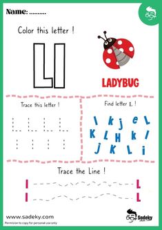 a ladybug worksheet with the letter l