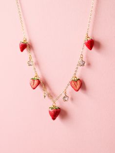 Please welcome the strawberry charms necklace made of polymer clay. Get a matching pair of strawberry earrings too as strawberry (picking) season is approaching. 👉🏼 Made to order  👉🏼 Hand sculpted charms 📐 Total Length: 20 inches (including 3 clasp holes for length adjustment) Due to the handmade nature of our products, there may be slight variations in color and/or craftsmanship. Copyright © 2024 Crafted by Levi. All rights reserved. Do not copy/use/reproduce our work without permission. Clay Charm Jewelry, Polymer Clay Charm Necklace, Strawberry Earrings Clay, Polymer Clay Necklaces, Weird Necklaces, Polymer Clay Necklace Ideas, Strawberry Accessories, Clay Charm Necklace, Strawberry Jewelry