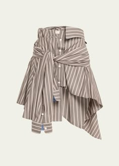 Reworked Skirt, Deconstructed Shirt, Deconstruction Fashion, Upcycle Clothes Diy, Outfit Formulas, Trendy Fashion Outfits, Whimsical Fashion, Stripe Skirt, Skirt Design