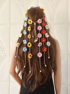 1 pieza Corona de flores tipo margarita de estilo bohemio con diadema de color aleatorio | Moda de Mujer | SHEIN México Flower Headband Hippie, Floral Hair Crown, Bohemian Headband, Boho Styl, Estilo Hippy