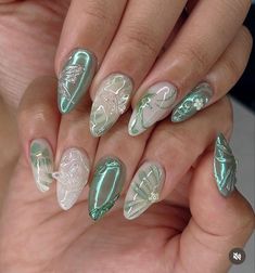 Blue And Silver Nails, Forest Nymph, Shop Press, Cute Nail Art Designs, Option B, Press Ons, Cute Nail Art, Silver Nails