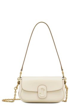 A tonal double-J logo details the flap of this leather shoulder bag you can carry on a gleaming chain or sling over your shoulder with the sleek leather strap. Magnetic-snap flap closure Removable shoulder strap; removable chain strap Interior wall pocket Twill lining Leather Imported Cream Bag Aesthetic, Marc Jacobs J Bag, Classic Shoulder Bag With Branded Hardware And Flap, Chic Everyday Luxury Flap Bag, Elegant Flap Shoulder Bag With Branded Hardware, Classic Flap Bag With Adjustable Strap For Everyday Luxury, Everyday Luxury Flap Bag, Classic Luxury Flap Bag With Adjustable Strap, Classic Double Flap Bag With Branded Hardware