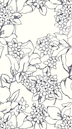 a black and white drawing of flowers