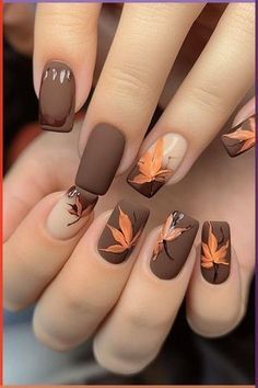 November Nails Fall, Mint Green Nails, Nails Autumn, Nagellack Trends, September Nails, Fall Manicure, Fall Acrylic Nails