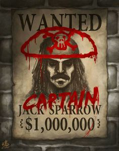 a wanted poster with a pirate's head and blood dripping down the side of it