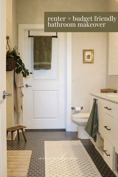 the bathroom is clean and ready to be used as a guest room or family room