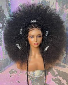 Butterfly Crown Hairstyle Wig, Braid Crown Wig, Wig With Butterfly Braid, Curl Afro Wig, Rainbow Afro Wig, Afro Wig, Hairstyles Pictures, Afro Wigs, Diy Wig