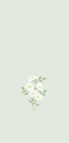 white flowers with green leaves against a pale blue background, in the middle of an illustration