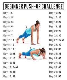 a woman is doing push up exercises on her cell phone with the text, beginner push - up challenge