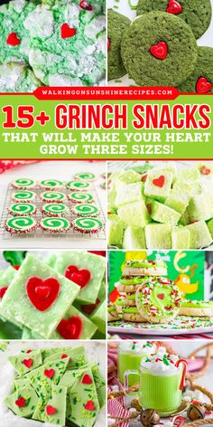 Your heart might be two sizes too small, but your appetite won't be after you check out these Grinch-inspired snacks! From Whoville-worthy treats to green goodies, these festive bites are perfect for your next holiday gathering or movie night. Kids Grinchmas Party, Grinch Party Treats, Grinch Snacks For Kids School, Grinch Finger Foods, Grinch Deserts, Grinch Appetizers, Green Foods For Party, Grinch Foods