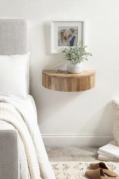 Lought Solid Wood End Table Shelf With Storage, Floating Side Table, Floating Shelf With Drawer, Wood Floating Shelf, Wood End Table, Wooden Side Table, Wood Floating Shelves, Living Room End Tables, Side Table With Storage