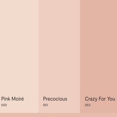 three shades of pink with the names of each color