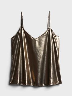 Metallic Camisole | Banana Republic Metallic Shimmer Tank Top For Night Out, Shiny Gold Top For Night Out, Shiny Gold Tops For Night Out, Metallic Shimmer Tank Top For Summer, Metallic Top With Sheen For Night Out, Metallic Sheen Tops For Night Out, Metallic Sheen Top For Night Out, Shiny Gold Tops For Summer, Metallic Sheen Tops For Summer