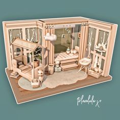 a paper model of a doll house with furniture