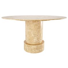 a round marble table with gold bases on an isolated white background for use as a centerpiece