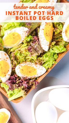 an egg and lettuce salad with boiled eggs in it