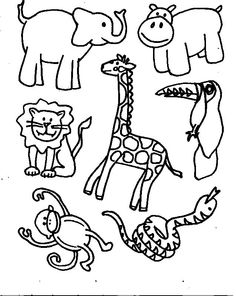 coloring pages for kids with animals and giraffes in the background, including an elephant