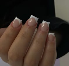 White Squared French Tip Nails, Nail Inspo Square Short French Tip, Short White French Tip Acrylic Nails, French Tip Acrylic Nails Short, Short Square French Tip Nails, Cheer Nails, Nail Designs Ombre, Acrylic Nails Short, Natural Ombre