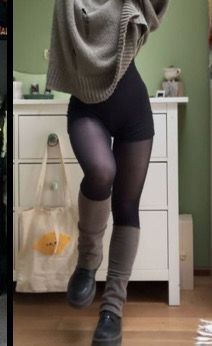 Body Hugging Outfits, Outfits With Fleece Tights, Cozy Outfit Plus Size, Mini Shorts Outfit Winter, Stockings Aesthetic Outfits, Tights And Socks Outfit, Goth Leggings Outfit, Tight Black Skirt Outfit, Comfy Clothes Outfit