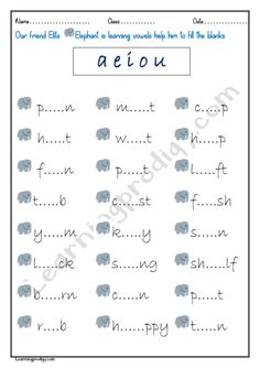 an elephant worksheet with the words in english