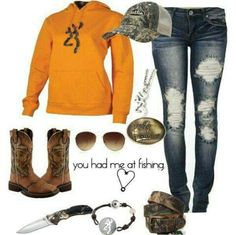 You had me at "fishing" Wrangler Outfits, Camping Style Clothes, Country Closet, Ideas For Clothes, Summer Camping Outfits, Cowgirl Outfit