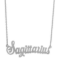 Sagittarius Script Pendant Necklace - In Brushed Silver. Listed The Other Photos In Gold To Show The Size And How The Pouch Looks Like. Length 17" With 2" Extender. Includes Canvas Pull Tie Pouch. Sagittarius Necklace, The Pouch, Womens Jewelry Necklace, Pouch, Women Jewelry, Pendant Necklace, Pendant, Canvas, Silver