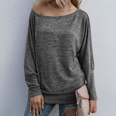 Embrace the cozy elegance of the season with our Autumn Winter Off-Neck Long Sleeve Bottoming T-Shirt Casual Sweater Top for Women. This stylish top is designed for ultimate comfort while keeping you fashion-forward during the cooler months. The off-neck design adds a unique touch, allowing for a relaxed, stylish look that can be dressed up or down. Made from soft, high-quality fabric, this sweater top provides warmth without sacrificing breathability, making it ideal for layering or wearing on its own. The long sleeves offer added coverage and comfort, perfect for chilly days and nights. Pair it effortlessly with jeans, skirts, or layered under your favorite jackets for a chic, put-together look. Whether you’re heading to the office, enjoying a weekend brunch, or simply lounging at home, Chic Skirt, Casual T Shirt, Casual Sweaters, Casual Blouse, Casual Fits, Long Sleeve Casual, Casual T Shirts, Blue Gray, Long Sleeve Sweater