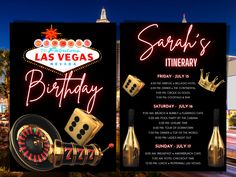 las vegas birthday party flyer with casino theme