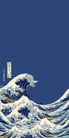 The Great Wave, Great Wave, Wallpaper Iphone, Wallpapers, Writing, Iphone, Blue, White, Art