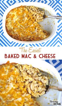 baked macaroni and cheese in a casserole dish