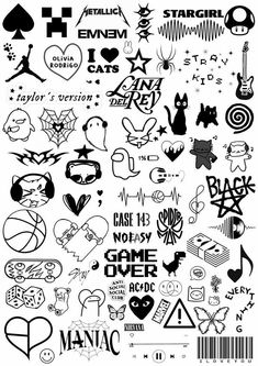 a bunch of different types of tattoos on a white background