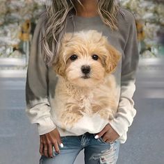 Season:Fall  Winter; Fabric:Polyester; Sleeve Length:Long Sleeve; Look After Me:Washable,Wet and Dry,Machine wash; Gender:Women's; Style:Sports,Basic; Elasticity:Micro-elastic; Occasion:Casual,Street; Details:Top; Top Length:Regular; Fit Type:Regular Fit; Pattern:Dog; Neckline:Crewneck,Round Neck; Sports Clothing Sub Category:Pullover,Sweatshirt; Listing Date:08/07/2023; Bust:; Length:; Sleeve:; Fit US Size:; Fit UK Size:; Fit EU Size: Light In The Box Clothes, Box Clothes, Crocheted Scarves, Doodle Dogs, Round Neck Long Sleeve Top, Womens Dress Suits, Dog Crafts, Winter Fabric, Dog Sweatshirt