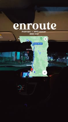 the inside of a car with a map on it