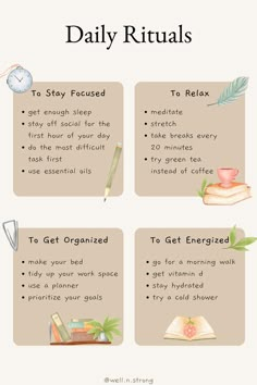 Studie Hacks, Self Care Bullet Journal, Daily Rituals, Vie Motivation, Motivation Board, Healthy Lifestyle Inspiration, Daily Ritual, Positive Self Affirmations, Mental And Emotional Health