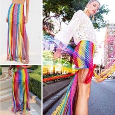 Rare Item, Sold Out Everywhere! Fabulous Condition. Listed As One Size Fits All; Fits Comfortably Up To About A 40" Hip. Macrame Crochet, Rainbow Macrame, Crochet Fringe, Farm Rio, Red Yellow, One Size Fits All, Mini Skirt, Macrame, Anthropologie