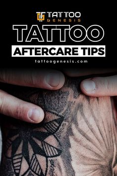 a man with tattoos on his chest and the words tattoo aftercare tips