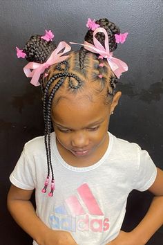 Box Braid Hairstyles For Kids, Braids For Little Black Girls Kids, Black Girls Hairstyles Braids Kids, Braided Ponytail Hairstyles Black Kids, Natural Kids Hairstyles, Rubber Band Hairstyles For Kids, Styles With Braids, Ponytail Cornrows