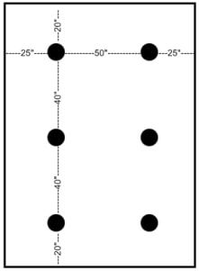 an area with four dots on it and one dot at the end of the line