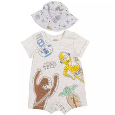 Star Wars Chewbacca R2-d2 C-3po Droids Romper And Sunhat Chewbacca, R2-d2, C-3po, Yoda : Target Newborn Baby Boys, Star Wars Set, Star Wars Outfits, Star Wars The Mandalorian, R2 D2, Star Wars Yoda, Baby Boy Romper, Star Wars Baby, Short Sleeve Romper