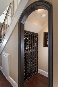 there is a wine rack in the hallway